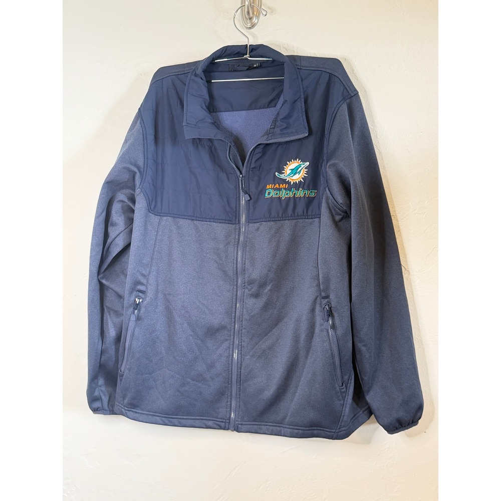 Dunbrooke Miami Dolphins NFL Softshell Full Zip Jacket Mens L Blue Fleece Lined